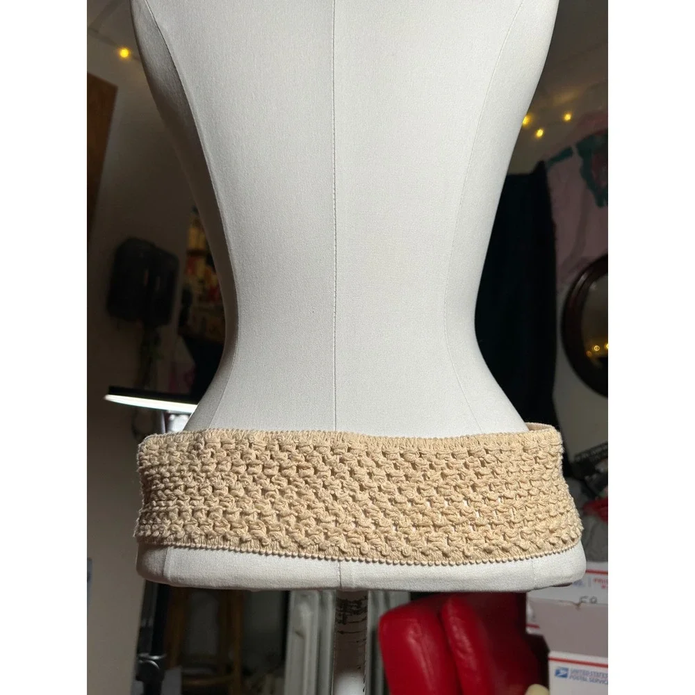 Crochet Boho Belt‎ Brown Faux Leather Bow Boho Beige Festival Beach